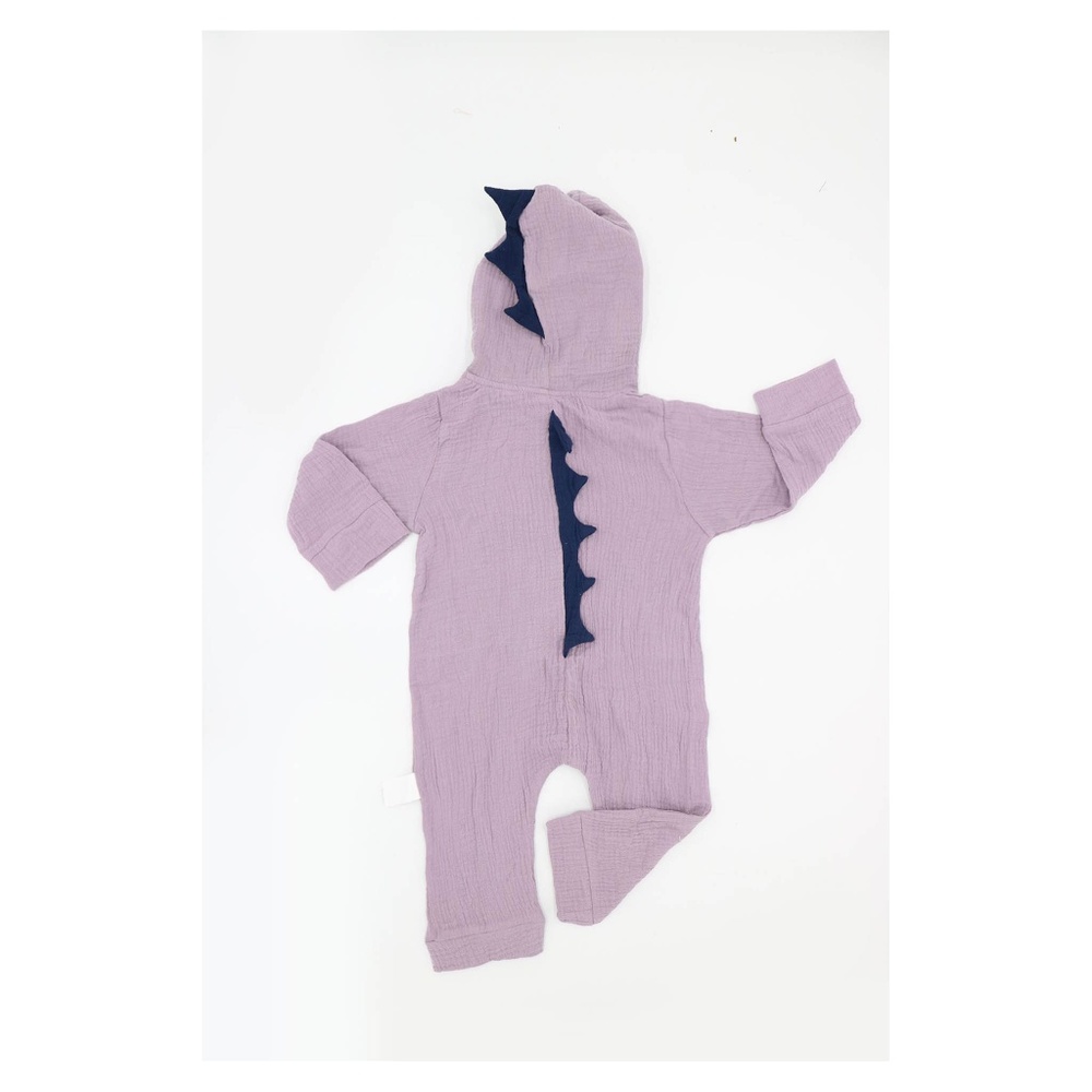 Purple Long Sleeve Dinosaur Jumpsuit Baby Boy Girl - Picture 2 of 7